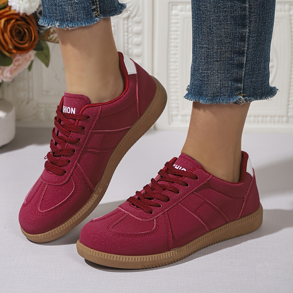 1 Pair Women's Casual Sneakers - Solid Color Low Top Lace-up Shoes With Lightweight Fabric Upper, Insole & , , Casual
1 Pair Women's Casual Sneakers - Solid Color Low Top Lace-up Shoes With Lightweight Fabric Upper, Insole & , , Casual