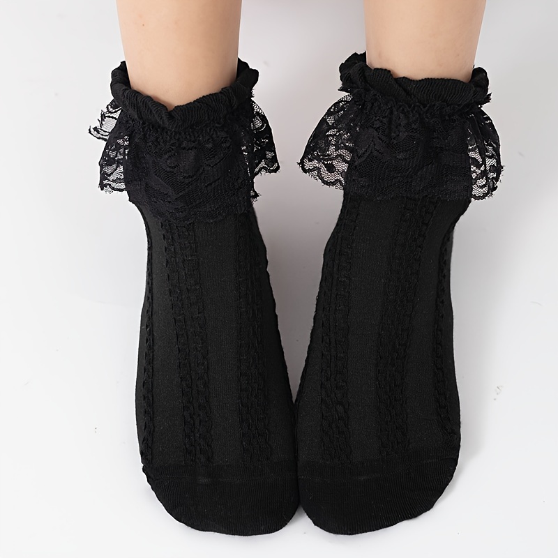 1 paire de chaussettes pour femme avec bordure en dentelle, chaussettes habillées élégantes
1 paire de chaussettes pour femme avec bordure en dentelle, chaussettes habillées élégantes