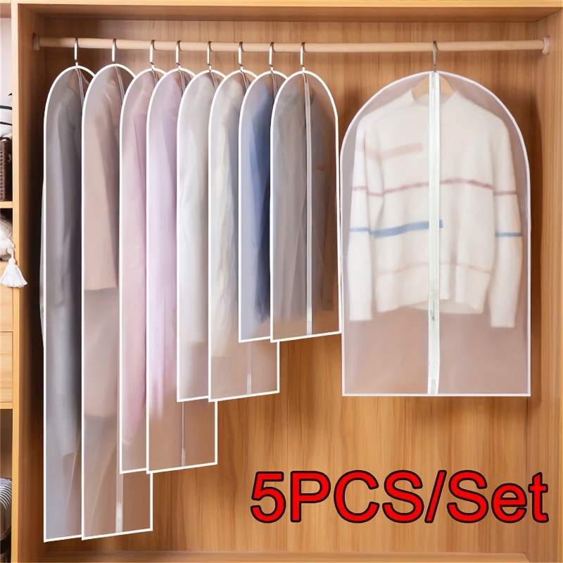 5-pack Durable Plastic Garment Protector Bags With Zipper, Dust-proof Clothes Covers For Storage And Travel
5-pack Durable Plastic Garment Protector Bags With Zipper, Dust-proof Clothes Covers For Storage And Travel