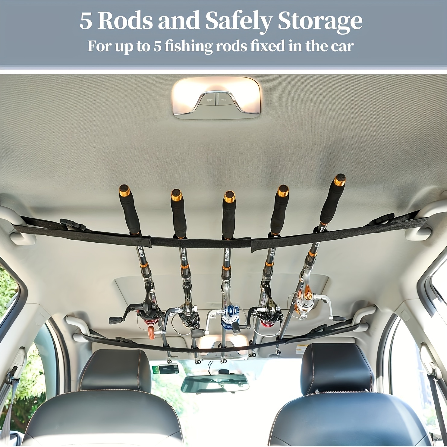 Support de Canne à Pêche Réglable et Robuste pour Voitures - Capacité de 5 Cannes, Convient aux Canes de 30-54", Nylon Durable, Noir - Idéal pour Camions, SUVs, Wagons & Vans
Support de Canne à Pêche Réglable et Robuste pour Voitures - Capacité de 5 Cannes, Convient aux Canes de 30-54", Nylon Durable, Noir - Idéal pour Camions, SUVs, Wagons & Vans