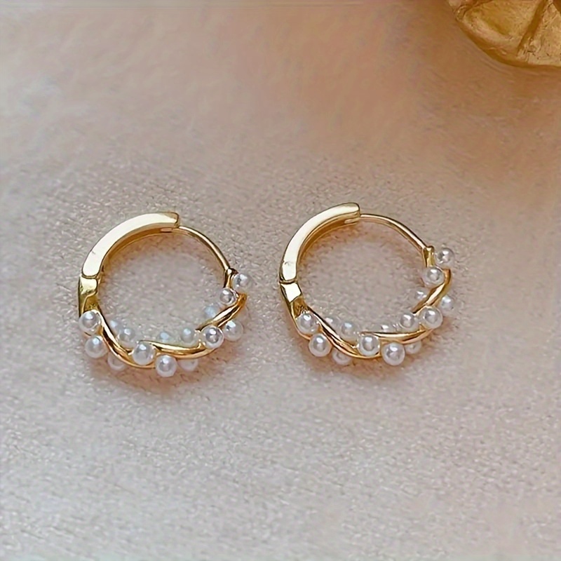 Elegant Golden-tone Pearl Hoop Earrings For Women - 18k Golden Plated, Stainless Steel, For & , Ideal Day & Christmas Gift, Pearl Earrings
Elegant Golden-tone Pearl Hoop Earrings For Women - 18k Golden Plated, Stainless Steel, For & , Ideal Day & Christmas Gift, Pearl Earrings