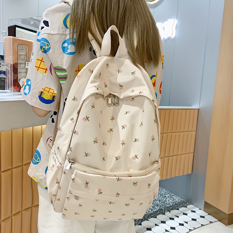 Sweet Flower Pattern Zipper Backpack, Classic Preppy School Backpack For Women, Daily Use Backpack
Sweet Flower Pattern Zipper Backpack, Classic Preppy School Backpack For Women, Daily Use Backpack