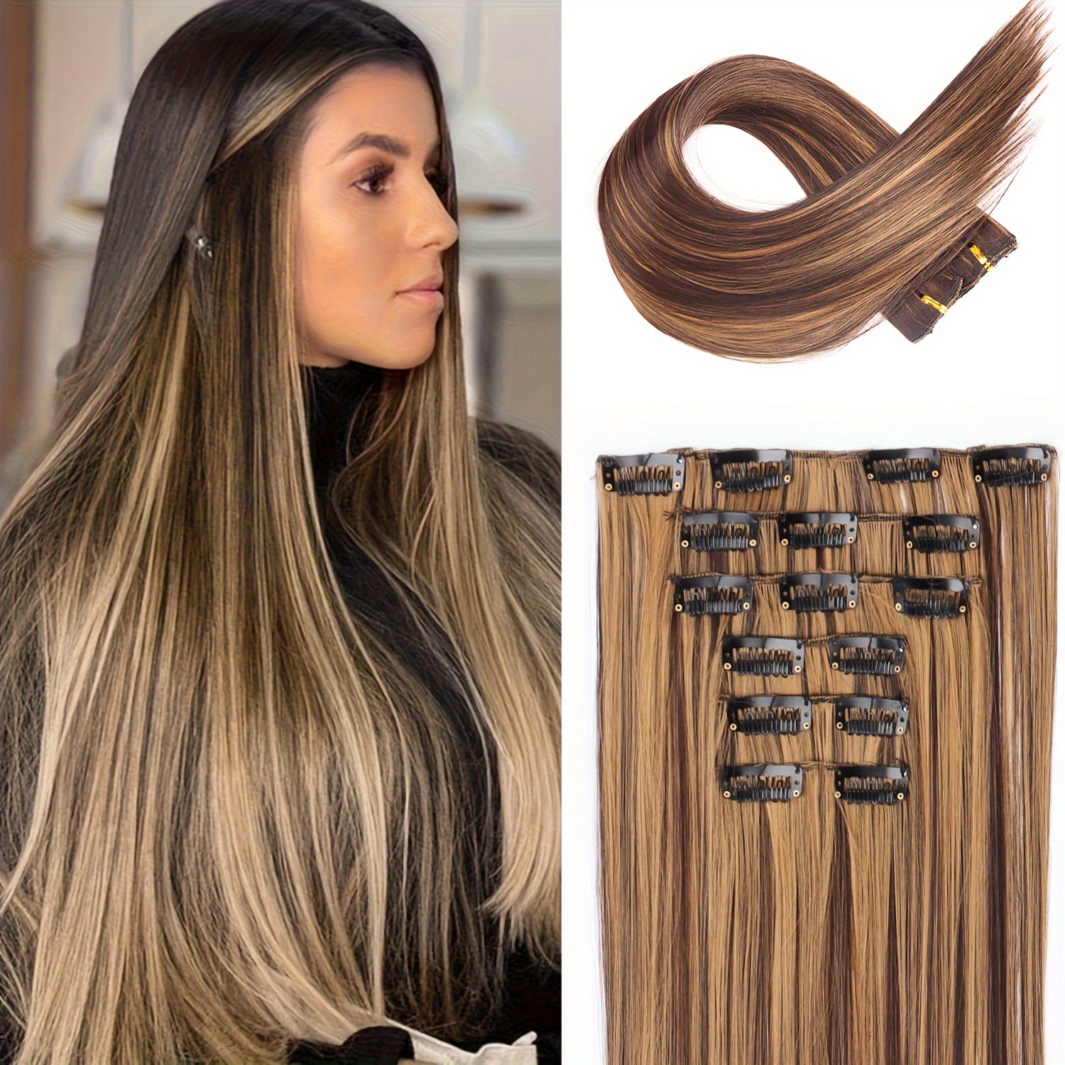 24-inch Chic Clip-in Straight Synthetic Hair Extensions For Women - Resistant, Casual Attire & Halloween
24-inch Chic Clip-in Straight Synthetic Hair Extensions For Women - Resistant, Casual Attire & Halloween