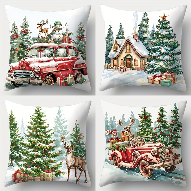 4pcs Christmas Throw Pillow Covers Set, 18x18 Inch - Decor For Sofa & Bedroom, Zip Closure, Machine Washable, Polyester
4pcs Christmas Throw Pillow Covers Set, 18x18 Inch - Decor For Sofa & Bedroom, Zip Closure, Machine Washable, Polyester