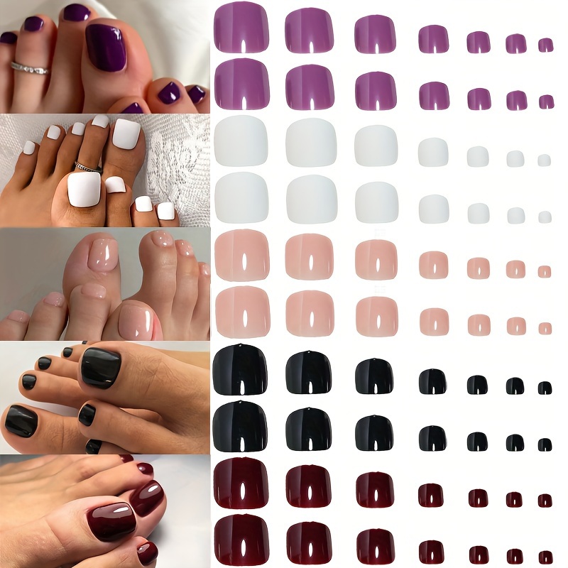 120 Pcs Press-on Toe Nails: 5 Colors, 4 Glossy, 1 Matte, Square Shape, Short Length, Solid Color Design
120 Pcs Press-on Toe Nails: 5 Colors, 4 Glossy, 1 Matte, Square Shape, Short Length, Solid Color Design