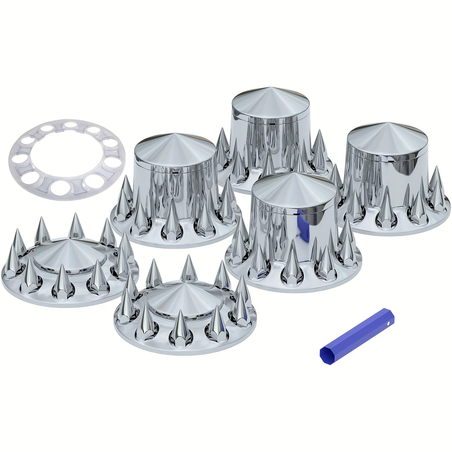 Chrome Front And Rear Axle Complete Wheel Cover Set Screw-on Covers For Semi Trucks (installation Tool Included) Caps Kit (2 Front & 4 Rear)
Chrome Front And Rear Axle Complete Wheel Cover Set Screw-on Covers For Semi Trucks (installation Tool Included) Caps Kit (2 Front & 4 Rear)