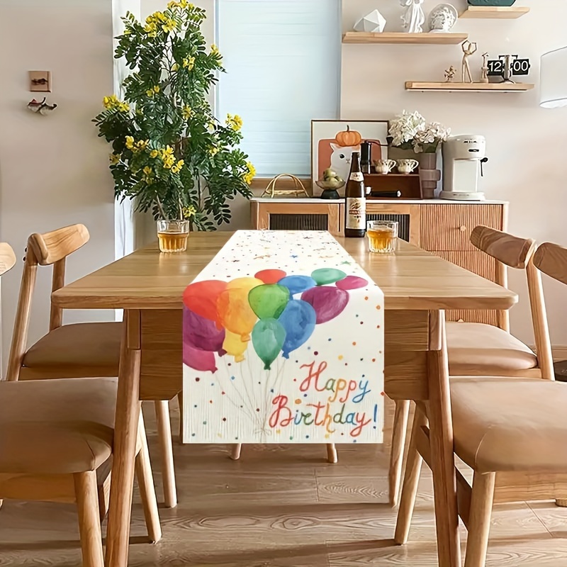 1pc, Birthday Table Runner, Polyester, Rectangular, Woven, Colorful Party Decor For Kitchen And Dining Room, Festive Celebration Tablecloth
1pc, Birthday Table Runner, Polyester, Rectangular, Woven, Colorful Party Decor For Kitchen And Dining Room, Festive Celebration Tablecloth