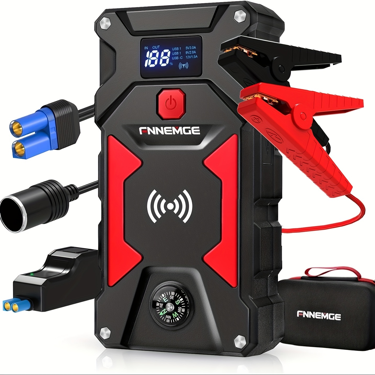 Car Jump Starter, 5000a 24800mah 12v Car Battery Starter (up To All Gas, 8.0l Diesel Engine), With Usb Quick Charge 3.0, Led Light, 12v Ec-5 Output.
Car Jump Starter, 5000a 24800mah 12v Car Battery Starter (up To All Gas, 8.0l Diesel Engine), With Usb Quick Charge 3.0, Led Light, 12v Ec-5 Output.