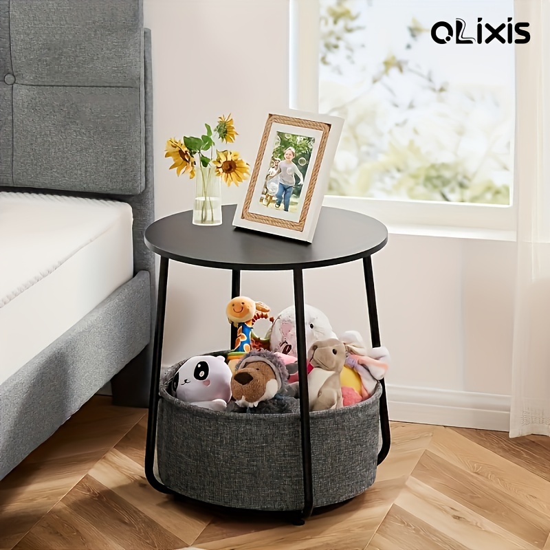 Olixis Brand Round Side Table, Small Nightstand With Fabric Basket, Modern Nightstand For Living Room, Bedroom, Children's Room, Black And Gray
Olixis Brand Round Side Table, Small Nightstand With Fabric Basket, Modern Nightstand For Living Room, Bedroom, Children's Room, Black And Gray