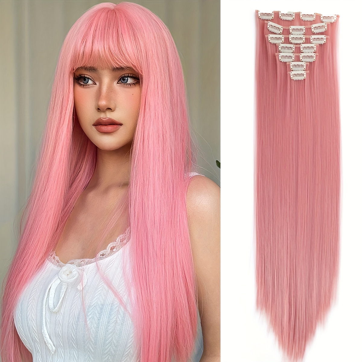 7-piece Set 16 Hair Clips, 18-30 Inch Long Straight Natural Wig, Heat Resistant Fiber, Women's Hair Extensions For Daily & Party Use, Synthetic Hair Clips For All
7-piece Set 16 Hair Clips, 18-30 Inch Long Straight Natural Wig, Heat Resistant Fiber, Women's Hair Extensions For Daily & Party Use, Synthetic Hair Clips For All