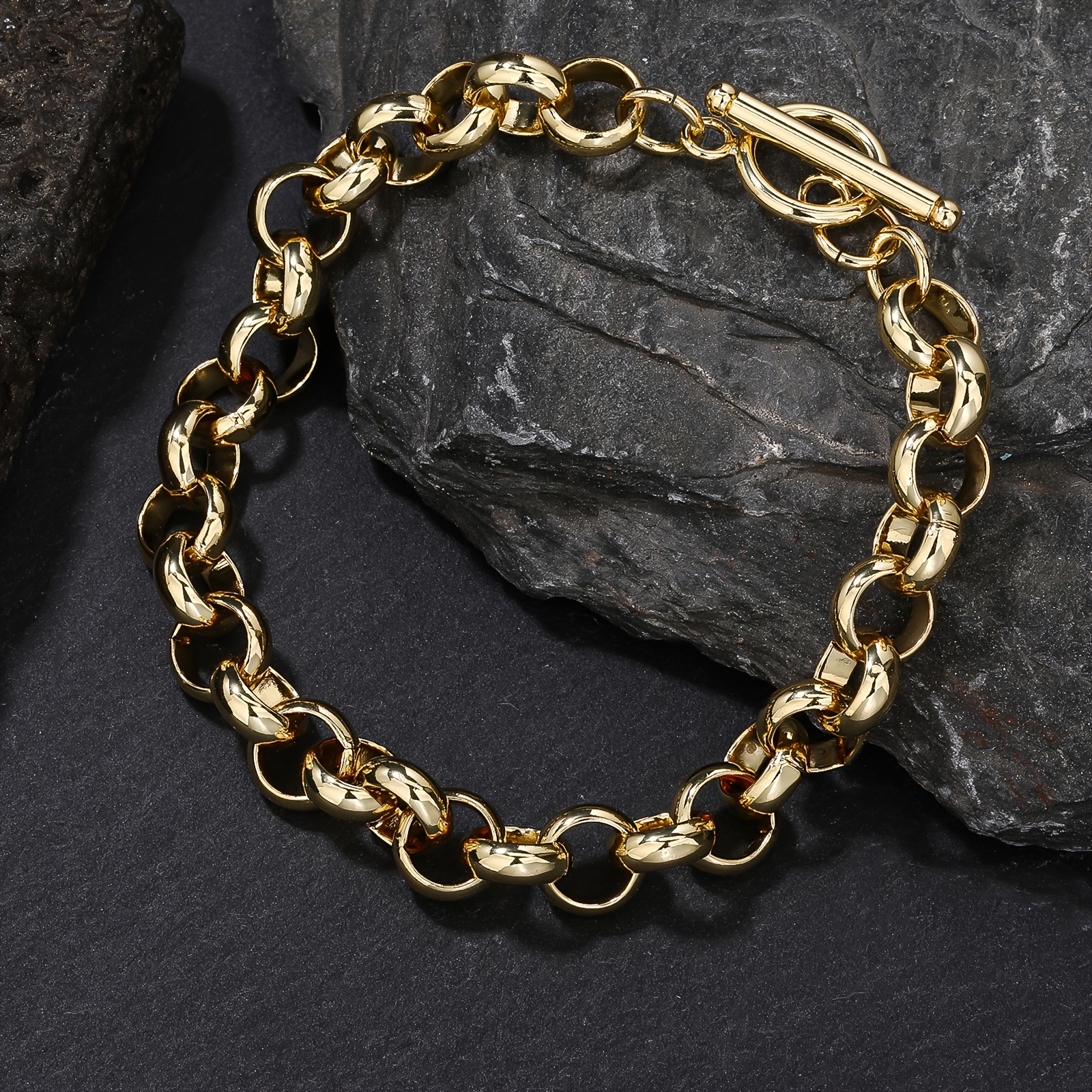 1pc Urban Hip Hop Style 18k Golden Plated Copper Chain Bracelet With Ot - Fashion Accessory For Music Festivals And Vacations, Wear
1pc Urban Hip Hop Style 18k Golden Plated Copper Chain Bracelet With Ot - Fashion Accessory For Music Festivals And Vacations, Wear