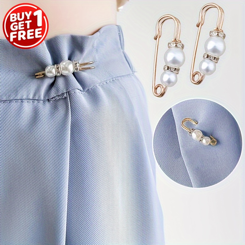 2pcs/set Faux Pearl Pants Waist Pin Trousers Waist Pin Waist Circumference Change Fixed Brooch
2pcs/set Faux Pearl Pants Waist Pin Trousers Waist Pin Waist Circumference Change Fixed Brooch