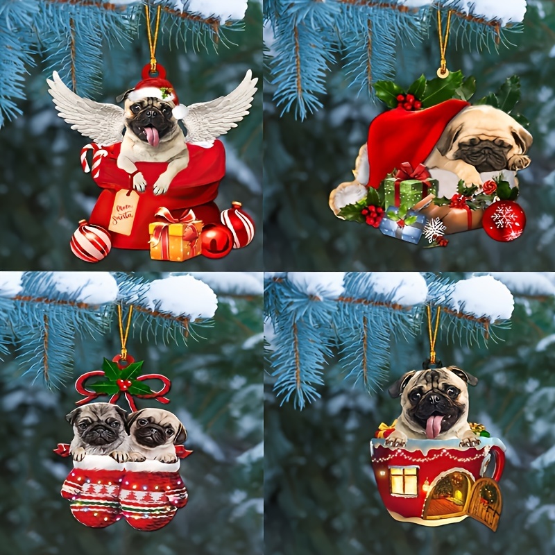 4pcs Set Sleeping Dog Christmas Hats - Acrylic Car Mirror Charms & Tree Ornaments For Decor, Room Decor
4pcs Set Sleeping Dog Christmas Hats - Acrylic Car Mirror Charms & Tree Ornaments For Decor, Room Decor