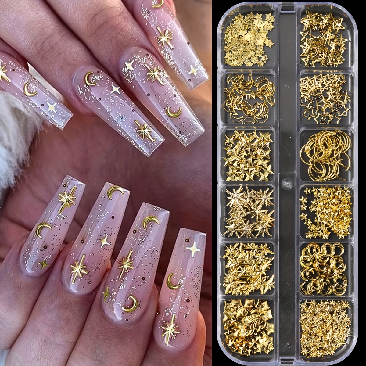Golden Star Moon Heart Nail Metal Rivets 3d Tips Slice Flatback Charms Nail Art Decorations Diy Glitter Nails Jewelry Accessories
Golden Star Moon Heart Nail Metal Rivets 3d Tips Slice Flatback Charms Nail Art Decorations Diy Glitter Nails Jewelry Accessories