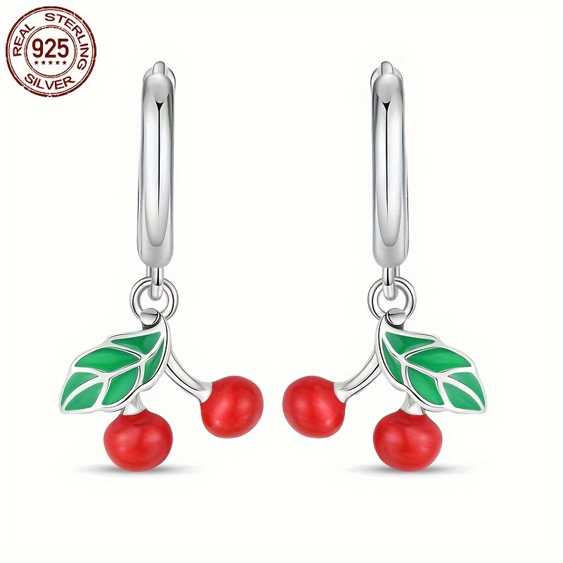 925 Sterling Silver Elegant Classic Fruit Cherry Earrings Wedding Engagement Party Ornament Earrings For Women Fit Birthday Gifts
925 Sterling Silver Elegant Classic Fruit Cherry Earrings Wedding Engagement Party Ornament Earrings For Women Fit Birthday Gifts