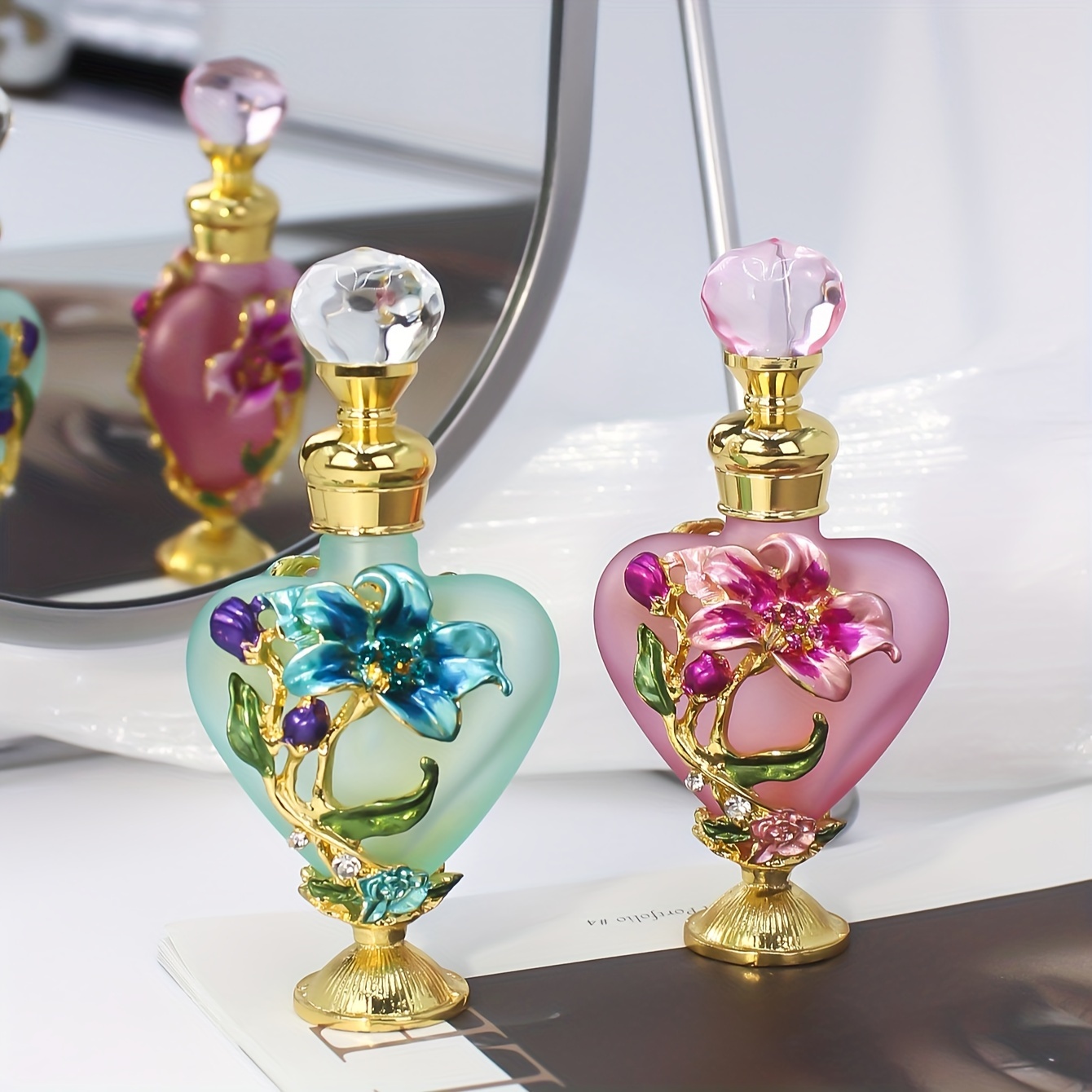 10ml Vintage Peach Heart Stained Glass Perfume Bottle With Orchid Design - Travel & Festivals, Essential Oil Dispenser (no Fragrance Included)
10ml Vintage Peach Heart Stained Glass Perfume Bottle With Orchid Design - Travel & Festivals, Essential Oil Dispenser (no Fragrance Included)