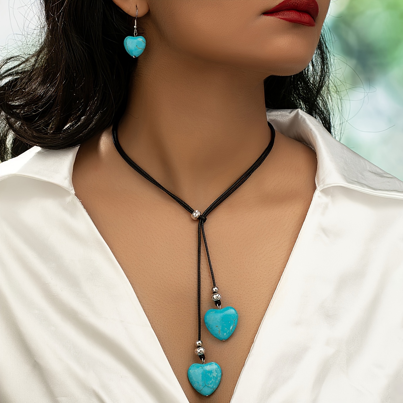 - Heart Pendant Necklace & Earrings Set - Adjustable, Vintage Bohemian Style For Casual Attire Or Parties
- Heart Pendant Necklace & Earrings Set - Adjustable, Vintage Bohemian Style For Casual Attire Or Parties