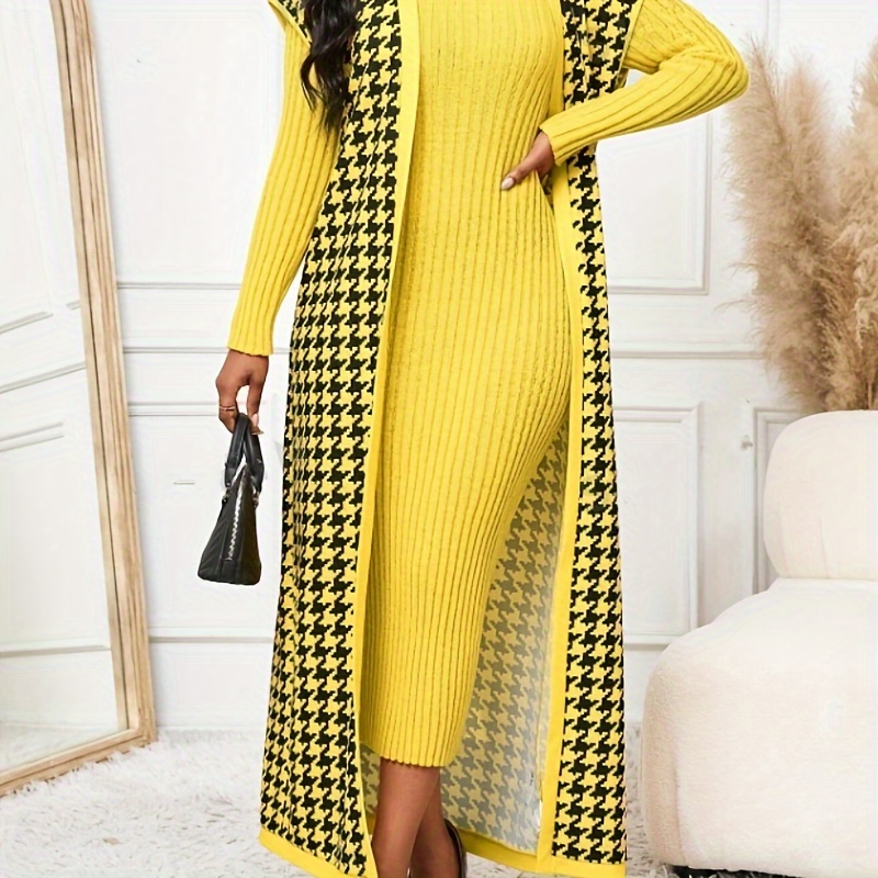 1pc Elegant Women's Long Cardigan - Polyester Print, Knitted High Neck Outerwear For Autumn/winter
1pc Elegant Women's Long Cardigan - Polyester Print, Knitted High Neck Outerwear For Autumn/winter