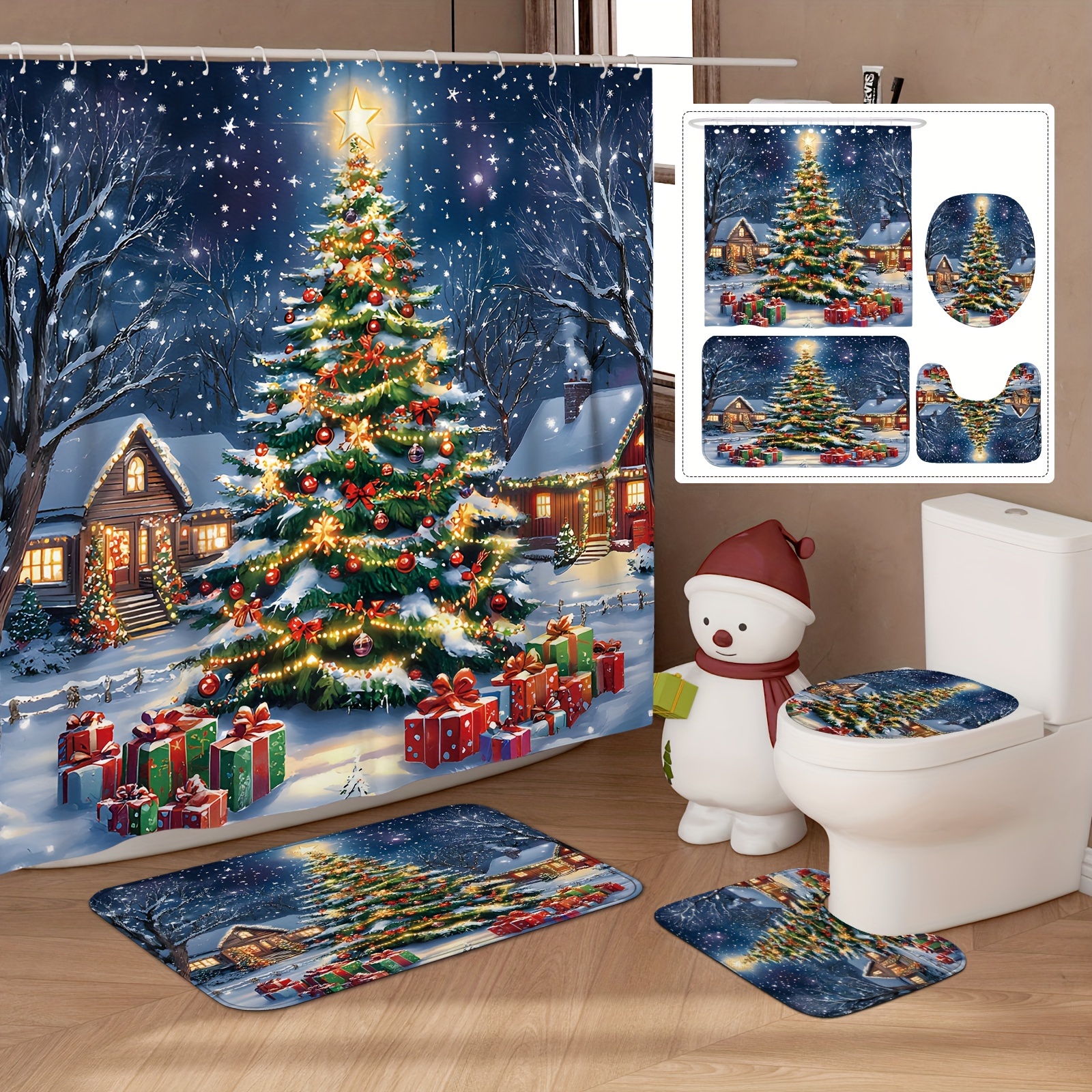 /4pcs Christmas Curtain Set Curtain And Rugs Polyester For Bathroom Or Decor 12 Bath Mat Lid Mat
/4pcs Christmas Curtain Set Curtain And Rugs Polyester For Bathroom Or Decor 12 Bath Mat Lid Mat