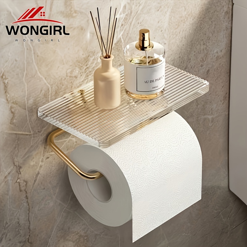 Acrylic Toilet Paper Holder With Shelf, 1pc Wall-mounted Bathroom Roll Dispenser, Waterproof Space-saving Organizer For Accessories
Acrylic Toilet Paper Holder With Shelf, 1pc Wall-mounted Bathroom Roll Dispenser, Waterproof Space-saving Organizer For Accessories