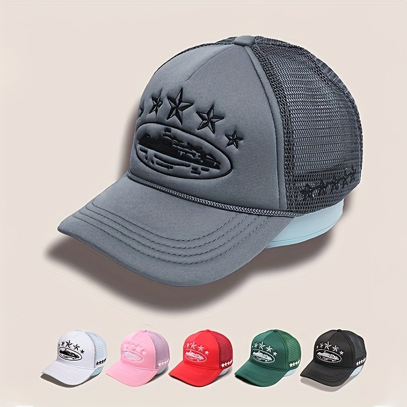 Embroidered Five-pointed Star Baseball Sponge Rope Net Hat Neutral Truck Hat Breathable Adjustable Golf Sun Hat Women's Summer Fashion Curved Sun Hat Men's Y2k Couple Sun Hat
Embroidered Five-pointed Star Baseball Sponge Rope Net Hat Neutral Truck Hat Breathable Adjustable Golf Sun Hat Women's Summer Fashion Curved Sun Hat Men's Y2k Couple Sun Hat