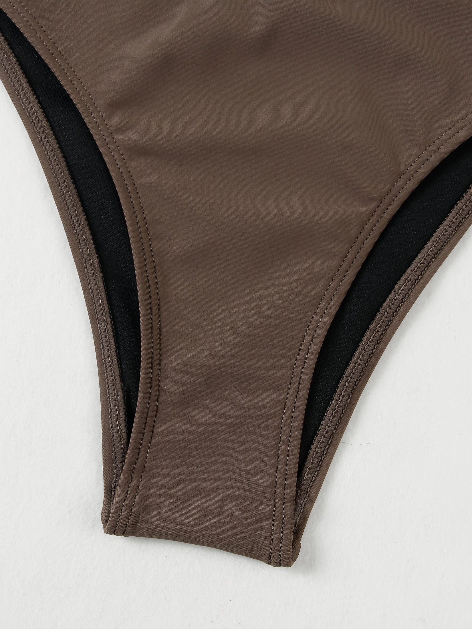 85584eaa 7338 405c 9ed7 9aeb05dc7507 EDOLYNSA Sexy Tube Top Suspender Chocolate Brown Shell Texture Ring Metal Accessories Slit Maxi Bikini Three-piece Set Sexy Fashion Swimsuit Holiday Cover-up Swimming Beach Women's Bikini Set K131