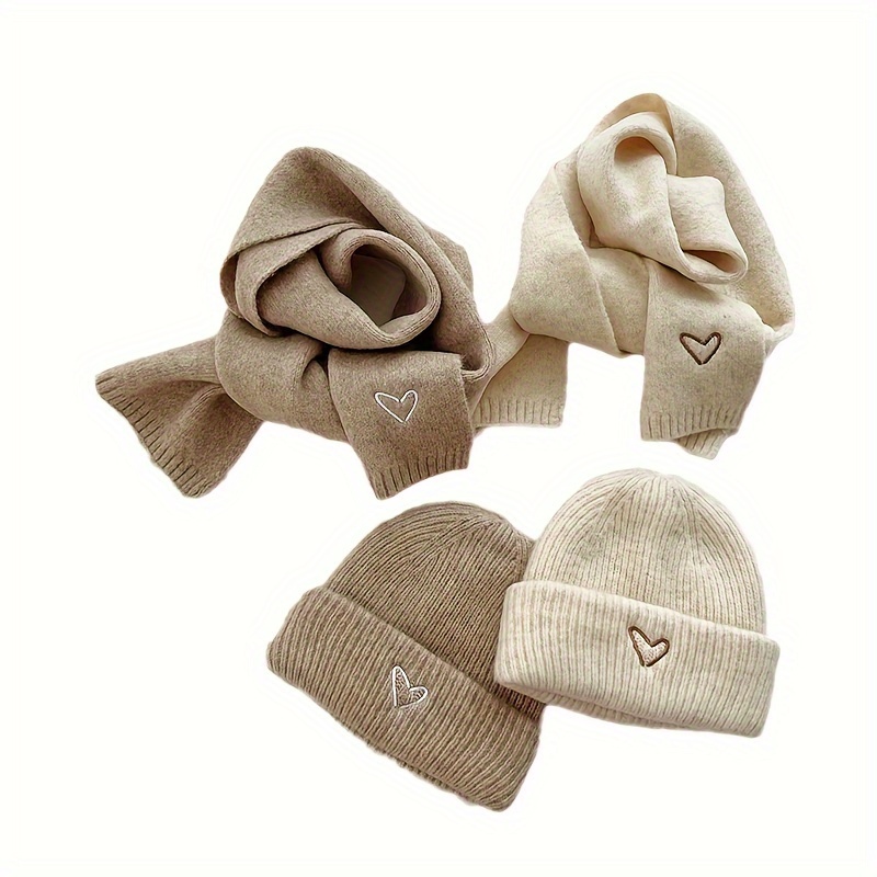 Hat And Scarf Set Love Embroidery 's Hat And Scarf 2pcs Set For Boys And Girls Autumn And Winter Solid Color Set Warm
Hat And Scarf Set Love Embroidery 's Hat And Scarf 2pcs Set For Boys And Girls Autumn And Winter Solid Color Set Warm