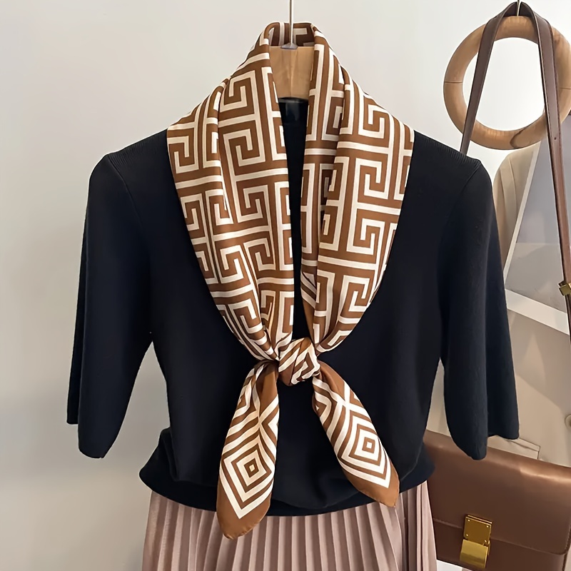 Scarf For Women, 100% Polyester Satin, Lightweight Warm Breathable, Geometric Print, , Decorative, No Feathers, 100g/m², Ideal For Beach Vacation & Casual , Night Out Accessory
Scarf For Women, 100% Polyester Satin, Lightweight Warm Breathable, Geometric Print, , Decorative, No Feathers, 100g/m², Ideal For Beach Vacation & Casual , Night Out Accessory