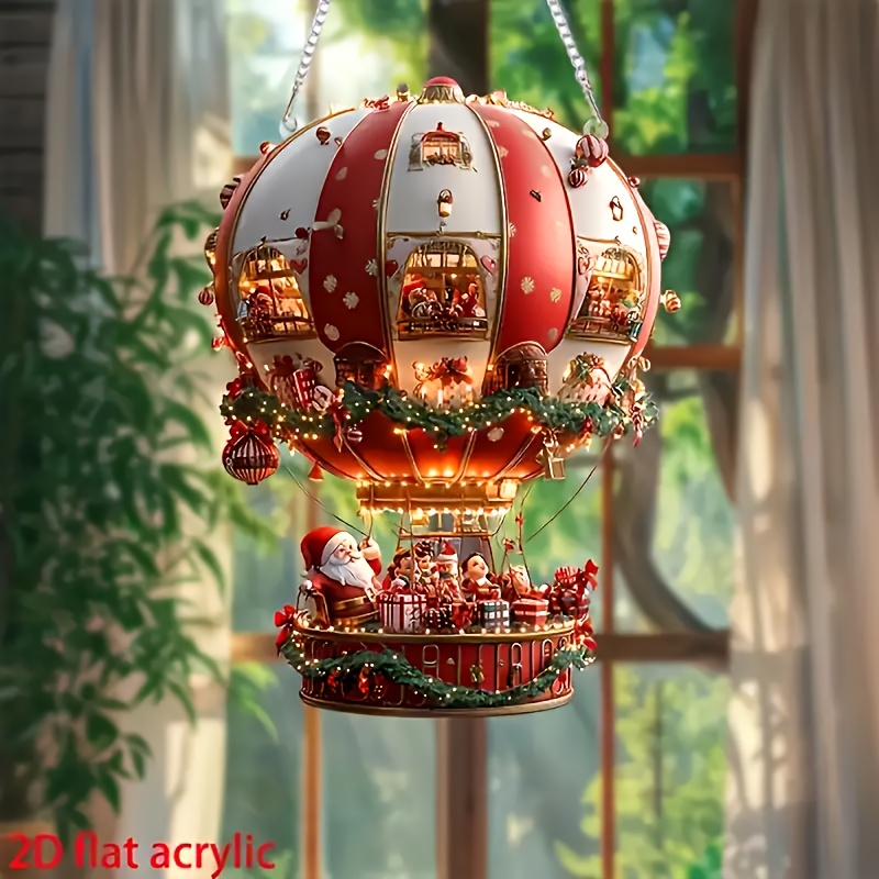 1pc Style Christmas Santa And Hot Air Balloon Acrylic 2d Hanging Ornament - Perfect Decoration For Home, Office, And Garden | Ideal Holiday Gift, No Battery Required
1pc Style Christmas Santa And Hot Air Balloon Acrylic 2d Hanging Ornament - Perfect Decoration For Home, Office, And Garden | Ideal Holiday Gift, No Battery Required