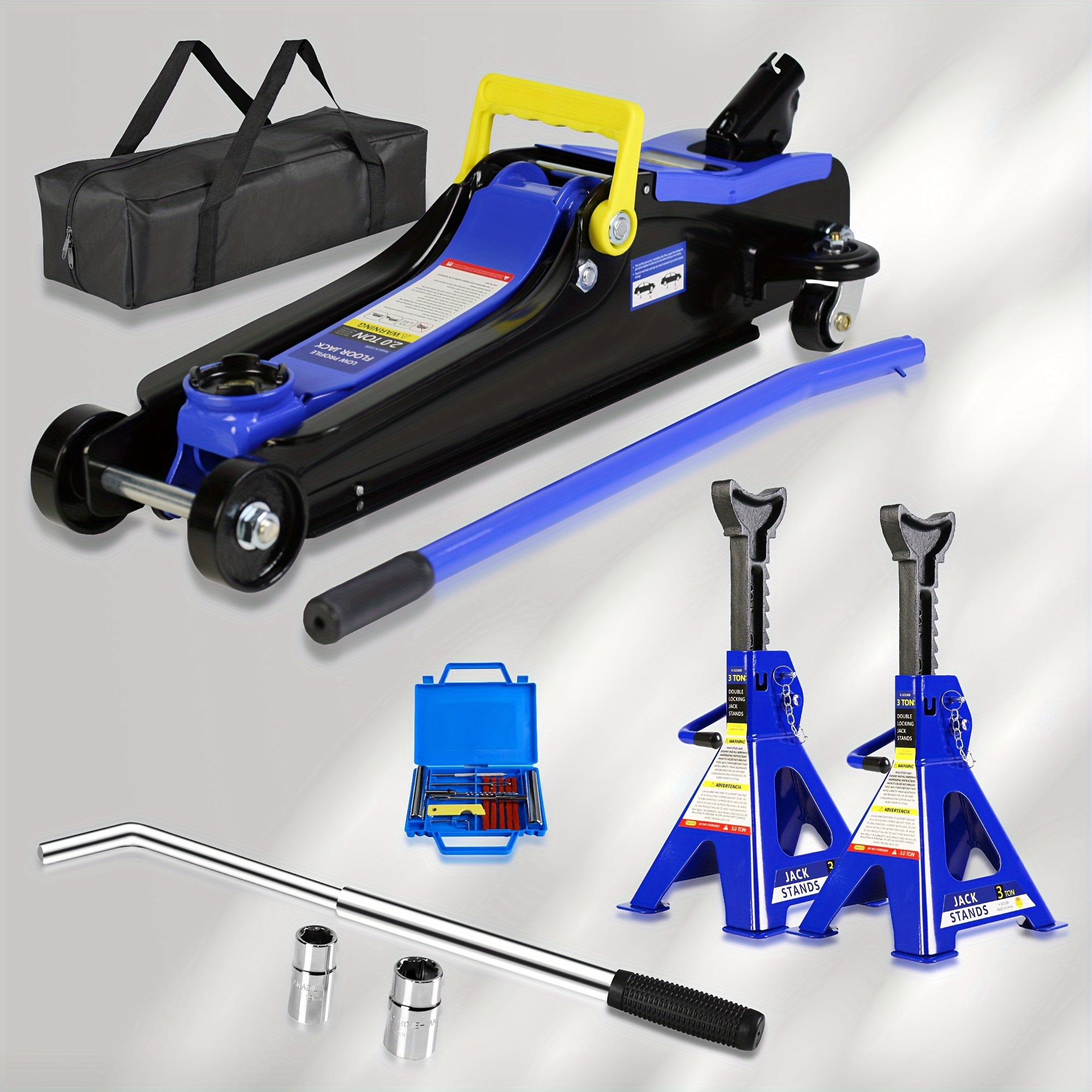 Floor Jack, Low Profile Floor Jack, 3t Jack Stand Tire Repair Kit L-wrench Heavy Duty Steel Racing Floor Jack With Single Piston Pump, Floor Jack Lifting Range 3.3"-15.2
Floor Jack, Low Profile Floor Jack, 3t Jack Stand Tire Repair Kit L-wrench Heavy Duty Steel Racing Floor Jack With Single Piston Pump, Floor Jack Lifting Range 3.3"-15.2