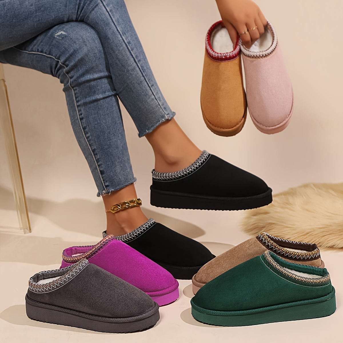 Solid Color Slippers, Casual Slip On Plush Lined Shoes, Comfortable Indoor Home Slippers
Solid Color Slippers, Casual Slip On Plush Lined Shoes, Comfortable Indoor Home Slippers