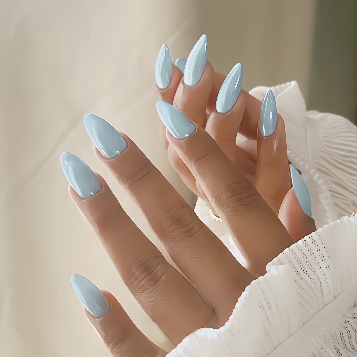 24pcs Shaped Press-on Nails Set, Light Blue , Medium Length, Pure With Jelly Glue & Nail File, For Girls And Women
24pcs Shaped Press-on Nails Set, Light Blue , Medium Length, Pure With Jelly Glue & Nail File, For Girls And Women