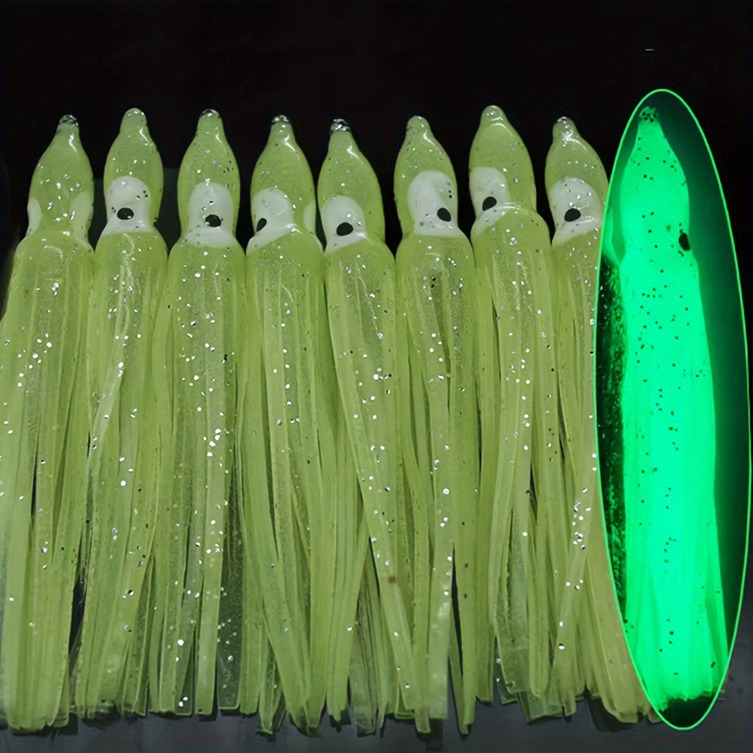 8pcs Squid Skirts Octopus Skirts Saltwater Trolling, Hook Bait, Outdoor Fishing Fake Bait, Soft Fishing Lures, Glow Octopus Lures Squid Skirt Bait For Sea Bass Salmon Trout Tuna
8pcs Squid Skirts Octopus Skirts Saltwater Trolling, Hook Bait, Outdoor Fishing Fake Bait, Soft Fishing Lures, Glow Octopus Lures Squid Skirt Bait For Sea Bass Salmon Trout Tuna
