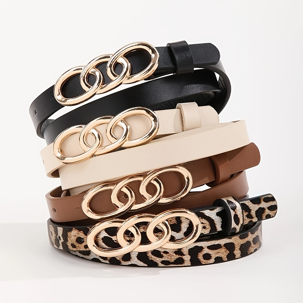 4-pack Women's Leather Belts With Triple Loop , Vintage Casual Leopard Print Waist Belts For Jeans Dresses - Weekend Casual & Daily Accessory
4-pack Women's Leather Belts With Triple Loop , Vintage Casual Leopard Print Waist Belts For Jeans Dresses - Weekend Casual & Daily Accessory