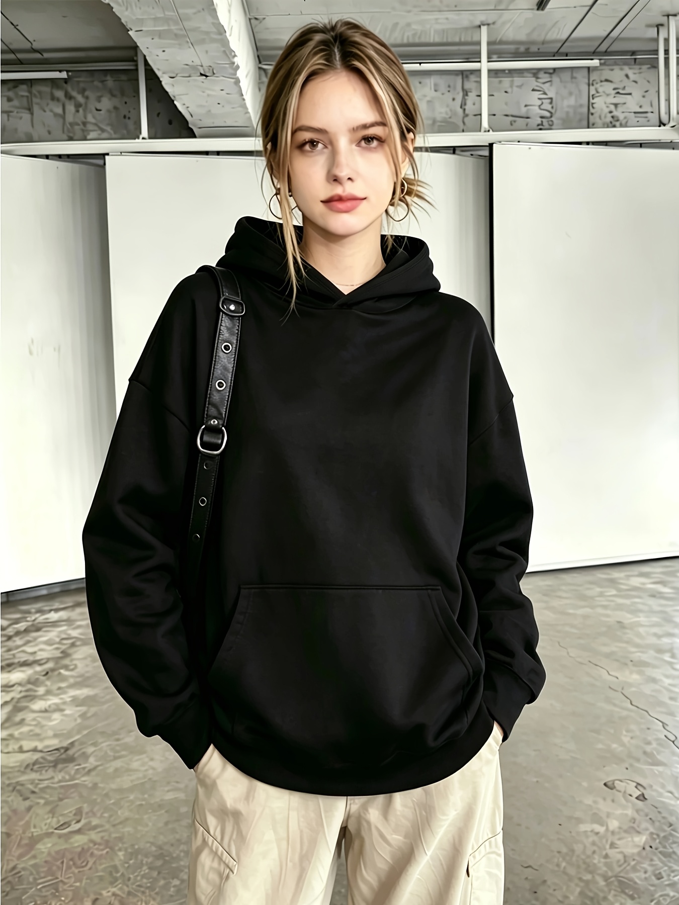 8a3f168d 6b8c 454c 9c82 e92254bec345 Women's Hooded Sweatshirt with Back Rhinestone Embroidery, Cut-Out Design, Hot Style, Loose Streetwear Jacket