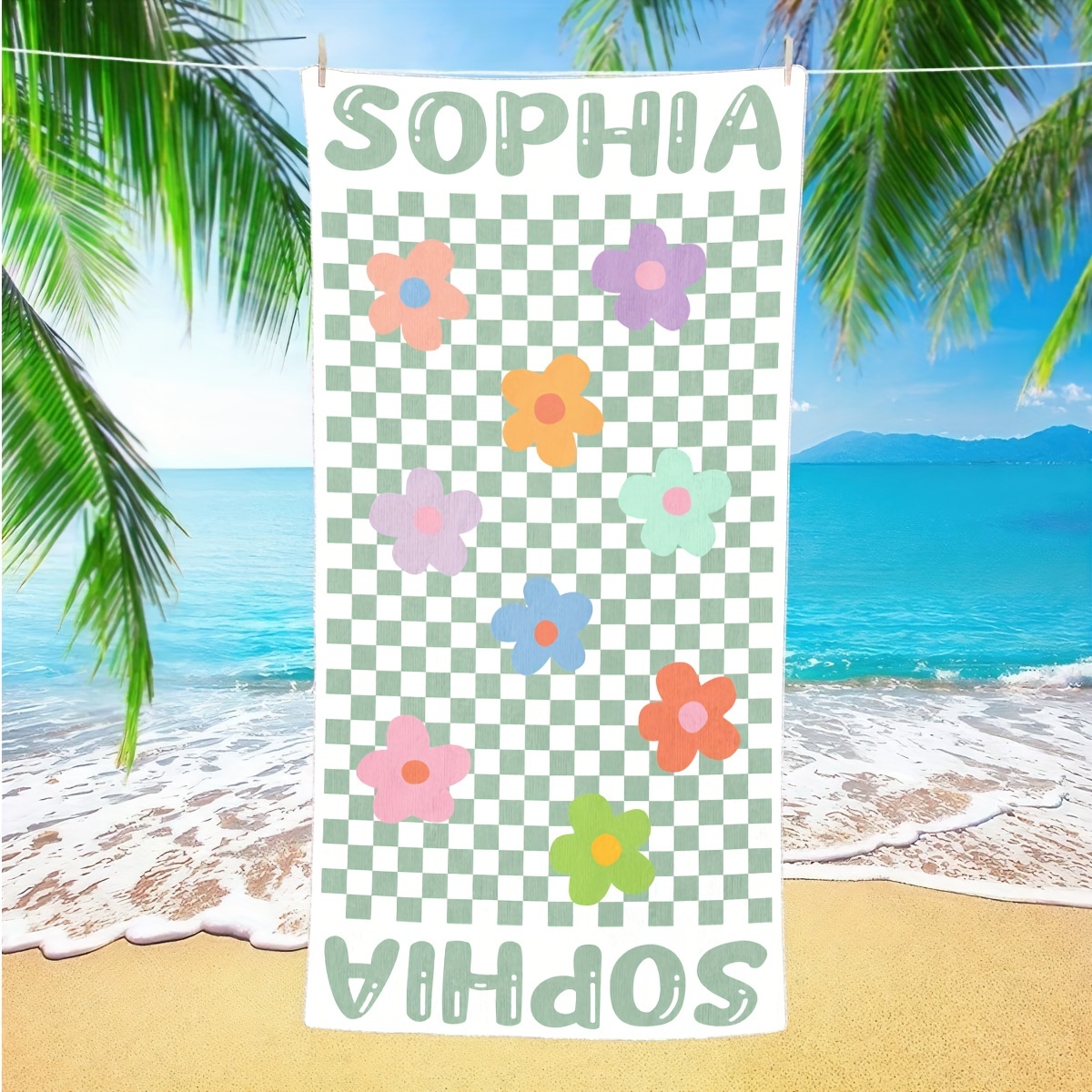 1pc Name Customized Beach Towel, Floral Pattern Personalized Beach Blanket, Super Absorbent & Quick-drying Swimming Towel, Suitable For Beach Swimming Outdoor Camping Travel, Ideal Beach Essentials
1pc Name Customized Beach Towel, Floral Pattern Personalized Beach Blanket, Super Absorbent & Quick-drying Swimming Towel, Suitable For Beach Swimming Outdoor Camping Travel, Ideal Beach Essentials