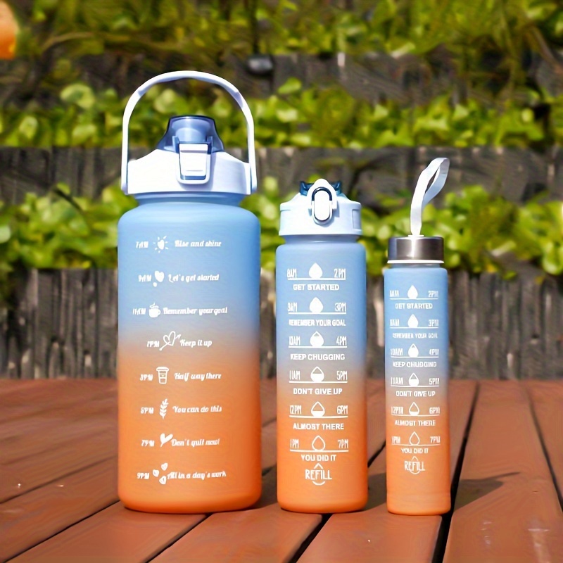 3-piece Gradient Sports Water Bottle Set - Large Capacity, Bpa-free Plastic With Time Marker & Leakproof Lid For Fitness Enthusiasts
3-piece Gradient Sports Water Bottle Set - Large Capacity, Bpa-free Plastic With Time Marker & Leakproof Lid For Fitness Enthusiasts