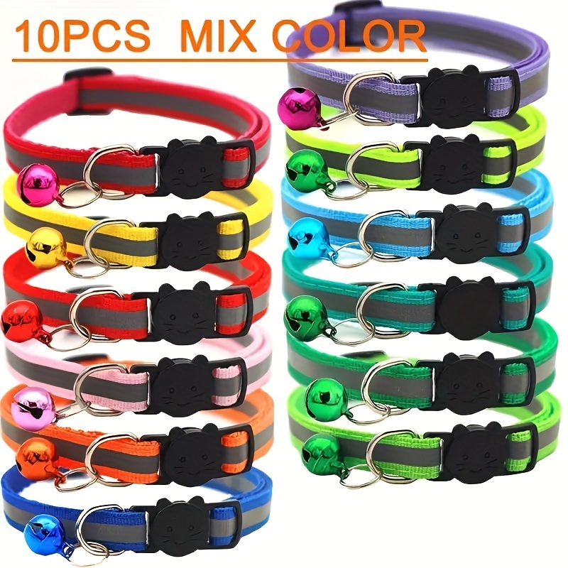 10-pack Reflective Breakaway Cat Collars With Bells & Round Ears, Durable Polyamide Material, Adjustable Safety Pet Collar Set With Various Patterns
10-pack Reflective Breakaway Cat Collars With Bells & Round Ears, Durable Polyamide Material, Adjustable Safety Pet Collar Set With Various Patterns