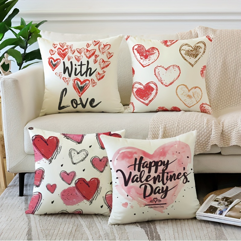 4pcs Valentine's Day Throw Pillow Covers Set - Red , 18x18 Inches, Zip Closure, Machine Washable, Polyester - Home & Bedroom Decor
4pcs Valentine's Day Throw Pillow Covers Set - Red , 18x18 Inches, Zip Closure, Machine Washable, Polyester - Home & Bedroom Decor