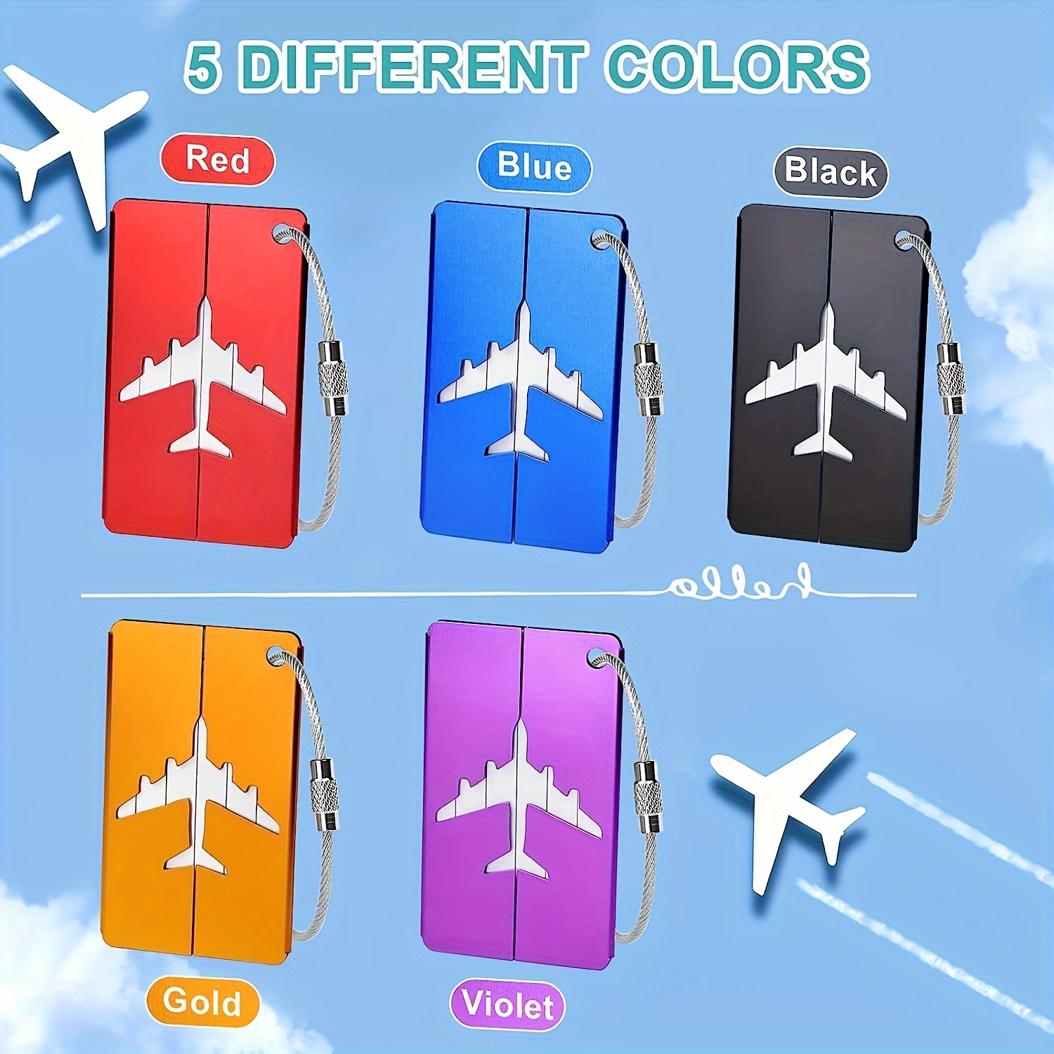 5pcs Alloy Luggage Tags Set With Steel Loop, Easy To Spot, Perfect For Travel And Identification
5pcs Alloy Luggage Tags Set With Steel Loop, Easy To Spot, Perfect For Travel And Identification