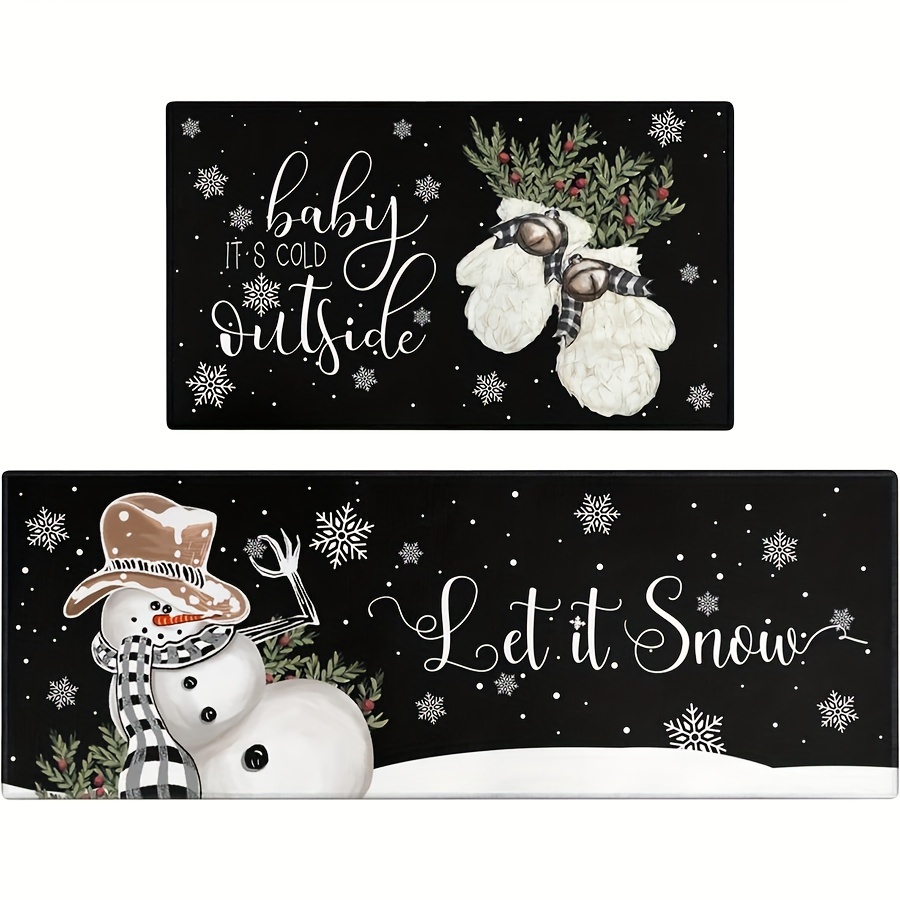 2-piece Christmas Kitchen Rug Set, Non-slip Polyester Mats With Snowman And Holiday Phrases, Machine Washable, Handmade Rectangular Floor Mats For Home And Farmhouse Christmas Decor
2-piece Christmas Kitchen Rug Set, Non-slip Polyester Mats With Snowman And Holiday Phrases, Machine Washable, Handmade Rectangular Floor Mats For Home And Farmhouse Christmas Decor