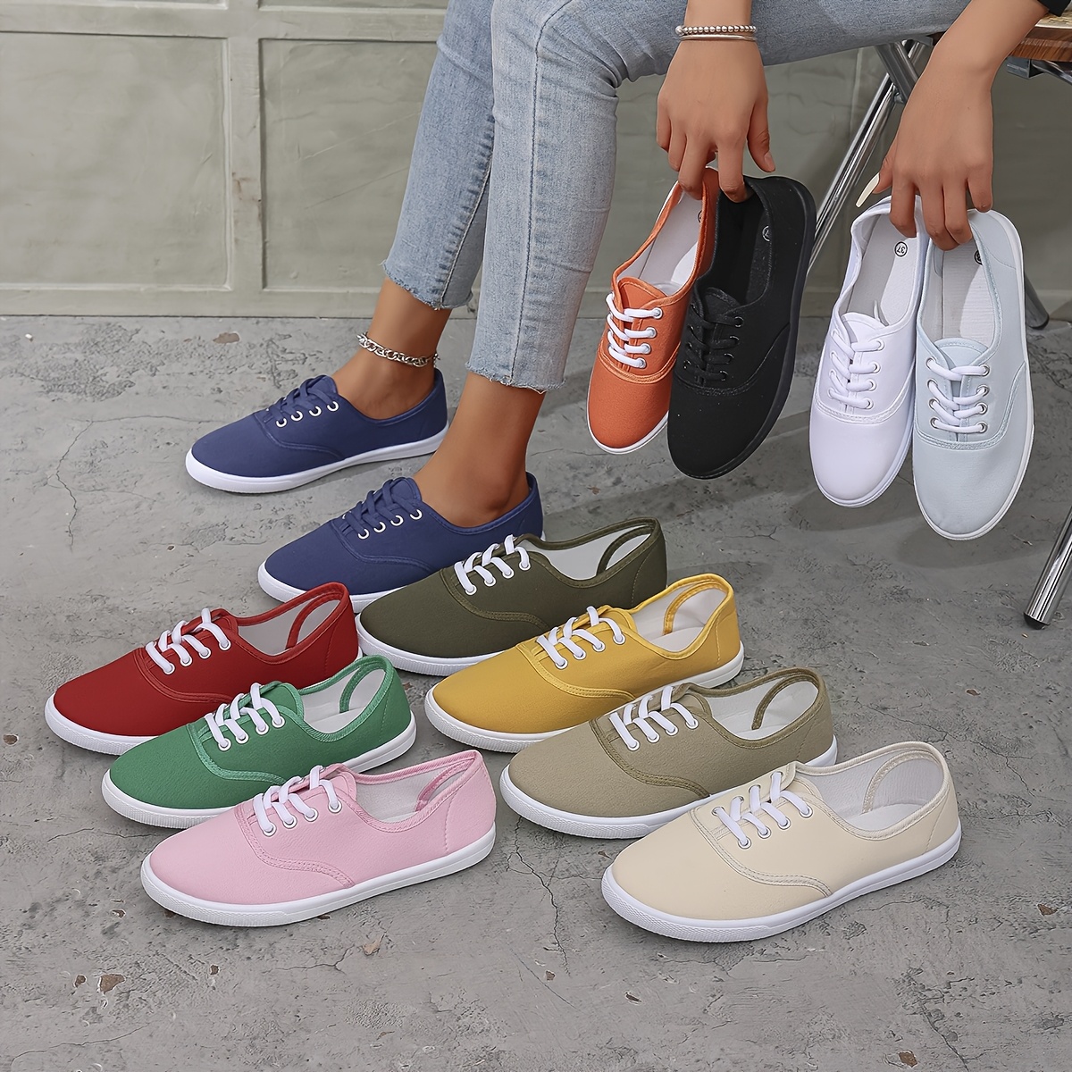 Chaussures de sport en toile à bout rond de couleur unie - Lavage à uniquement, confort toutes
Chaussures de sport en toile à bout rond de couleur unie - Lavage à uniquement, confort toutes