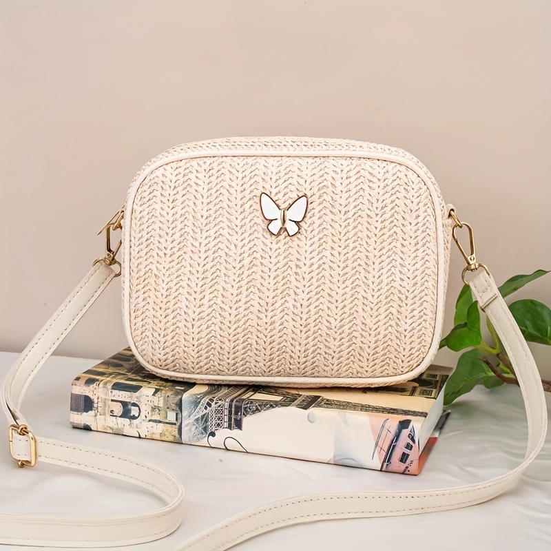 Woven Mini Crossbody Bag - Stylish Simple Shoulder Bag With Zipper Closure, Butterfly Pattern, Ideal For Daily Use
Woven Mini Crossbody Bag - Stylish Simple Shoulder Bag With Zipper Closure, Butterfly Pattern, Ideal For Daily Use