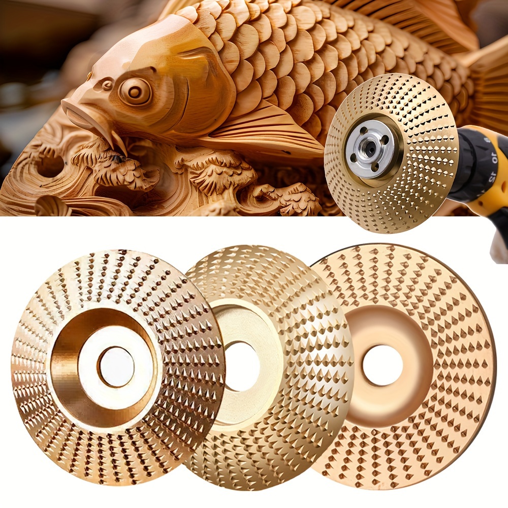 3pcs High-speed Steel Wood Carving Disc Set, Uncharged Power Mode, 3.9inch Golden Grinding Wheel For Shaping And Grinding Wood Shaping Disc Grinder Attachments
3pcs High-speed Steel Wood Carving Disc Set, Uncharged Power Mode, 3.9inch Golden Grinding Wheel For Shaping And Grinding Wood Shaping Disc Grinder Attachments