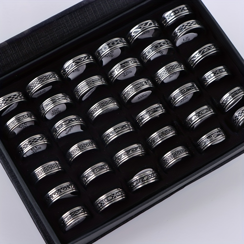 10 Pcs Vintage Black Stainless Steel Spinner Rings Set, Unisex, For Outfits, Holiday, Party Accessory, Gift - Assorted Sizes
10 Pcs Vintage Black Stainless Steel Spinner Rings Set, Unisex, For Outfits, Holiday, Party Accessory, Gift - Assorted Sizes