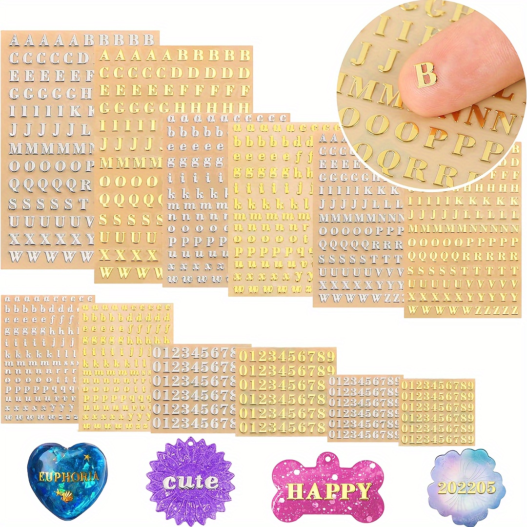 12 Letter Resin Stickers, Mini Letter And Number Stickers, Resin Supplies, Epoxy Resin Casting Decoration, Alloy Self-adhesive Letter Stickers, Glitter Golden And Silvery 4.5mm 3mm
12 Letter Resin Stickers, Mini Letter And Number Stickers, Resin Supplies, Epoxy Resin Casting Decoration, Alloy Self-adhesive Letter Stickers, Glitter Golden And Silvery 4.5mm 3mm