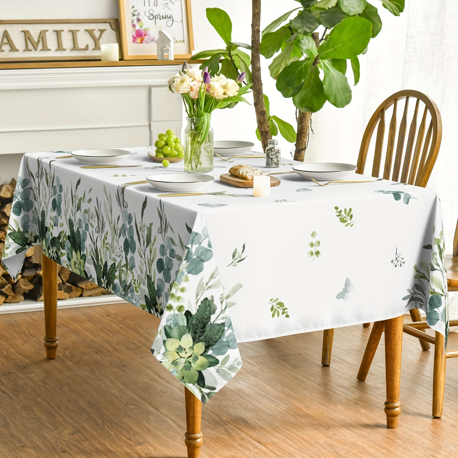 Sm:) Summer Tablecloth Rectangular, Eucalyptus Floral Table Cover For Party Picnic Dinner Decor
Sm:) Summer Tablecloth Rectangular, Eucalyptus Floral Table Cover For Party Picnic Dinner Decor