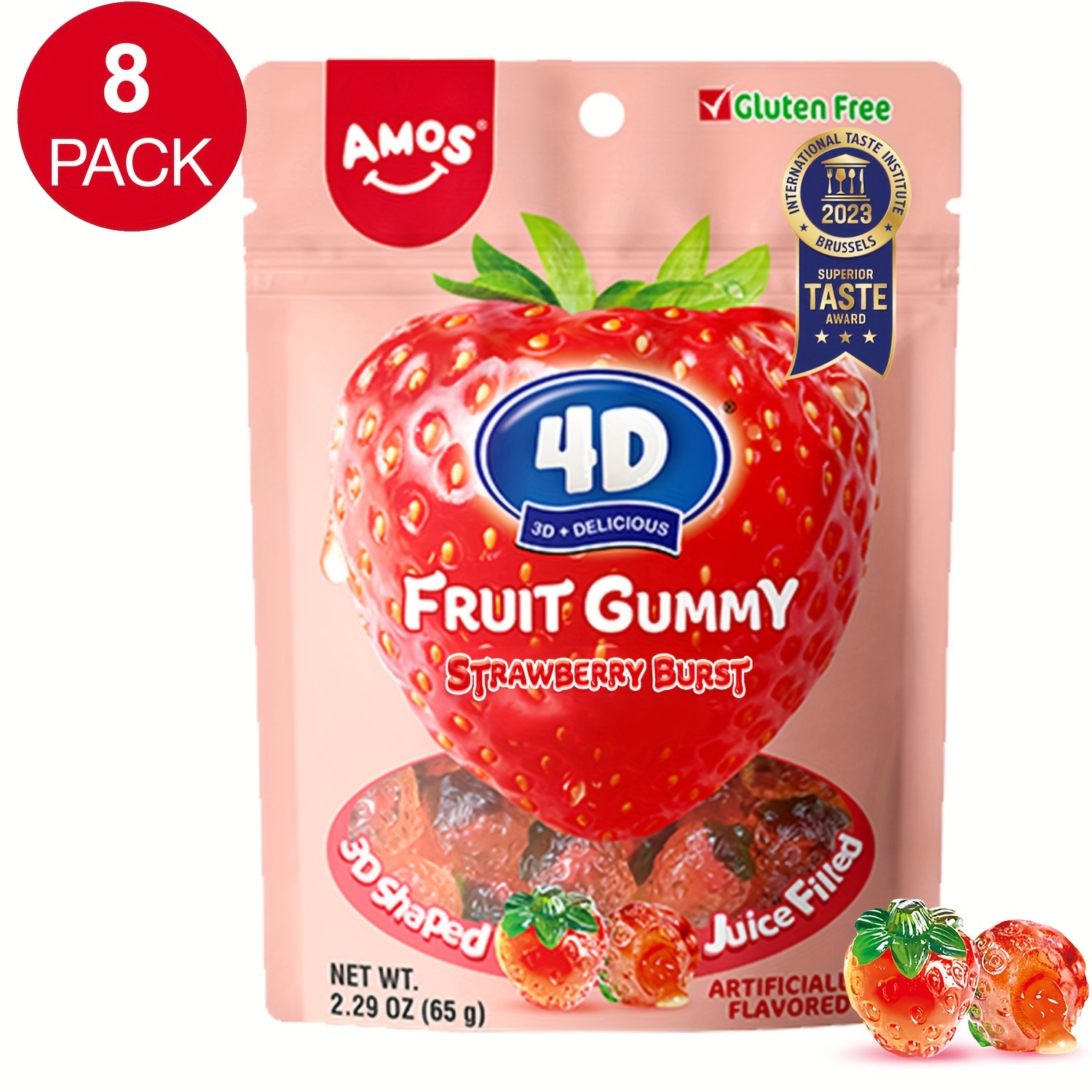 8packs Amos 4d Fruit Gummy Stawberry , , Stawberry , Soft And , Gluten Free, 2.29oz Per Bag
8packs Amos 4d Fruit Gummy Stawberry , , Stawberry , Soft And , Gluten Free, 2.29oz Per Bag