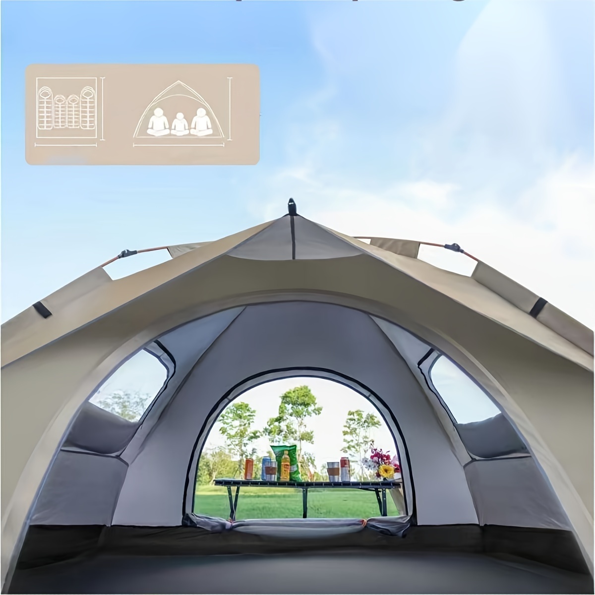 4-person Automatic Pop-up Tent With Fiberglass Poles, Square Oxford Cloth Camping Shelter, Quick Setup 3-second Design, Waterproof Zipper Closure For Hiking, Travel & Beach
4-person Automatic Pop-up Tent With Fiberglass Poles, Square Oxford Cloth Camping Shelter, Quick Setup 3-second Design, Waterproof Zipper Closure For Hiking, Travel & Beach
