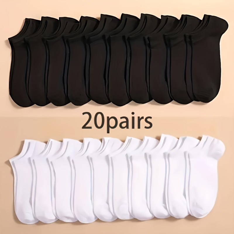 20pcs Men's Soft & Comfortable Solid Color Low Cut Socks - Breathable Polyester, Ideal For Daily , Black & White Assortment, , Low-cut, Daily
20pcs Men's Soft & Comfortable Solid Color Low Cut Socks - Breathable Polyester, Ideal For Daily , Black & White Assortment, , Low-cut, Daily